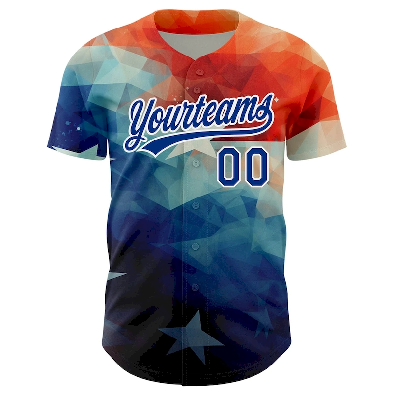3DPattern3211-1.webp Custom Red Royal-White 3D American Flag Patriotic Authentic Baseball Jersey - Image 2