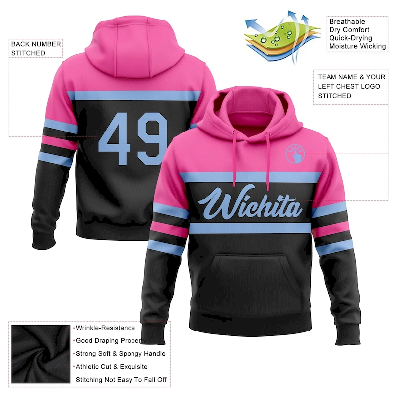 3DPattern5337-1.webp Custom Stitched Black Light Blue-Pink Line Sports Pullover Sweatshirt Hoodie - Image 2