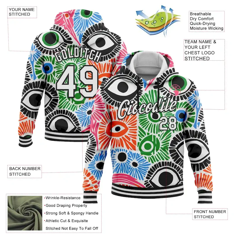 3DPattern5827-1.webp Custom Stitched White Black 3D Pattern Design Evil Eyes Sports Pullover Sweatshirt Hoodie - Image 2