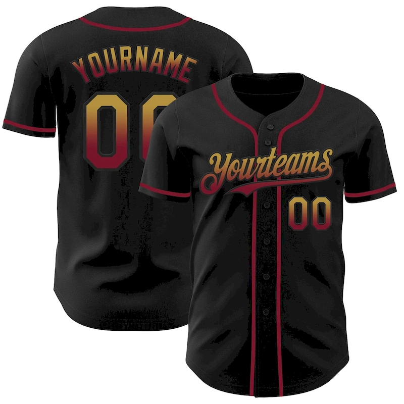 FadeFashion0882.webp Custom Black Old Gold-Crimson Authentic Fade Fashion Baseball Jersey - Image 1