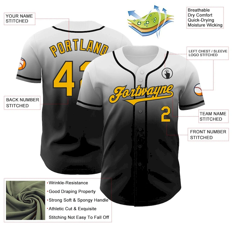 FadeFashion1004-2.webp Custom White Gold-Black Authentic Fade Fashion Baseball Jersey - Image 3