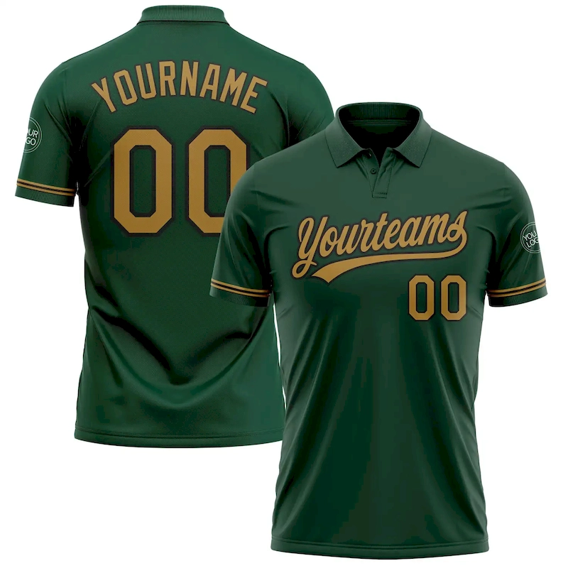 GolfPolo0315.webp Custom Green Old Gold-Black Performance Vapor Golf Polo Shirt - Image 1