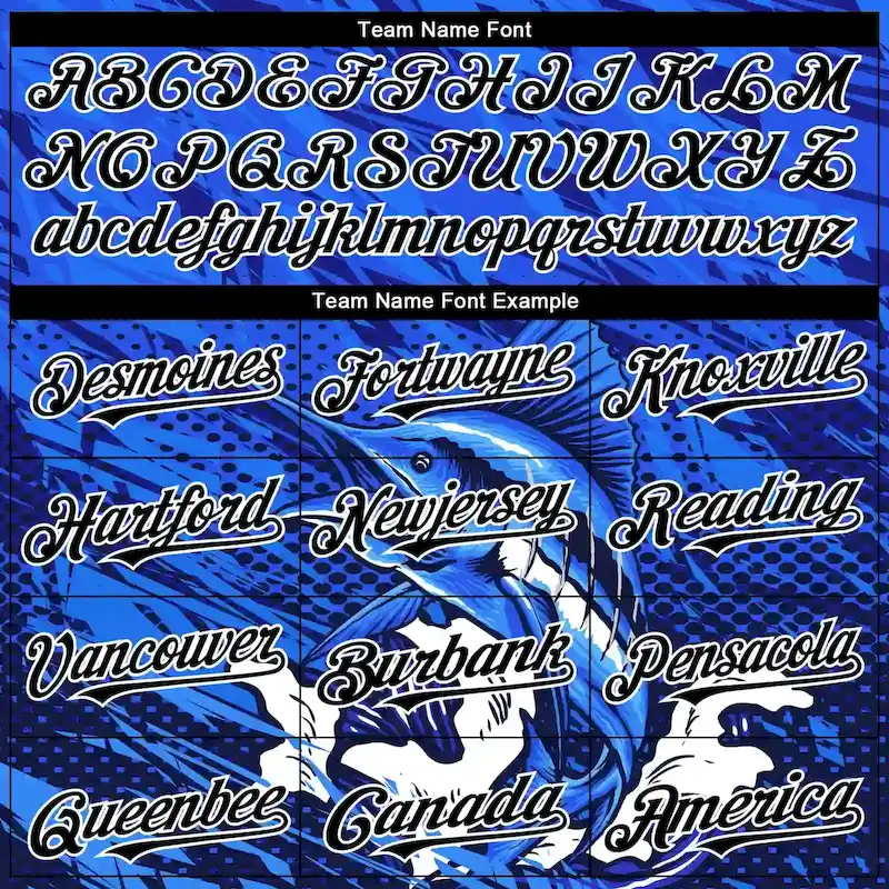 Jacket3779-5.webp Custom Royal Black-White Marlin Fish Fishing 3D Bomber Full-Snap Varsity Letterman Hoodie Jacket - Image 4