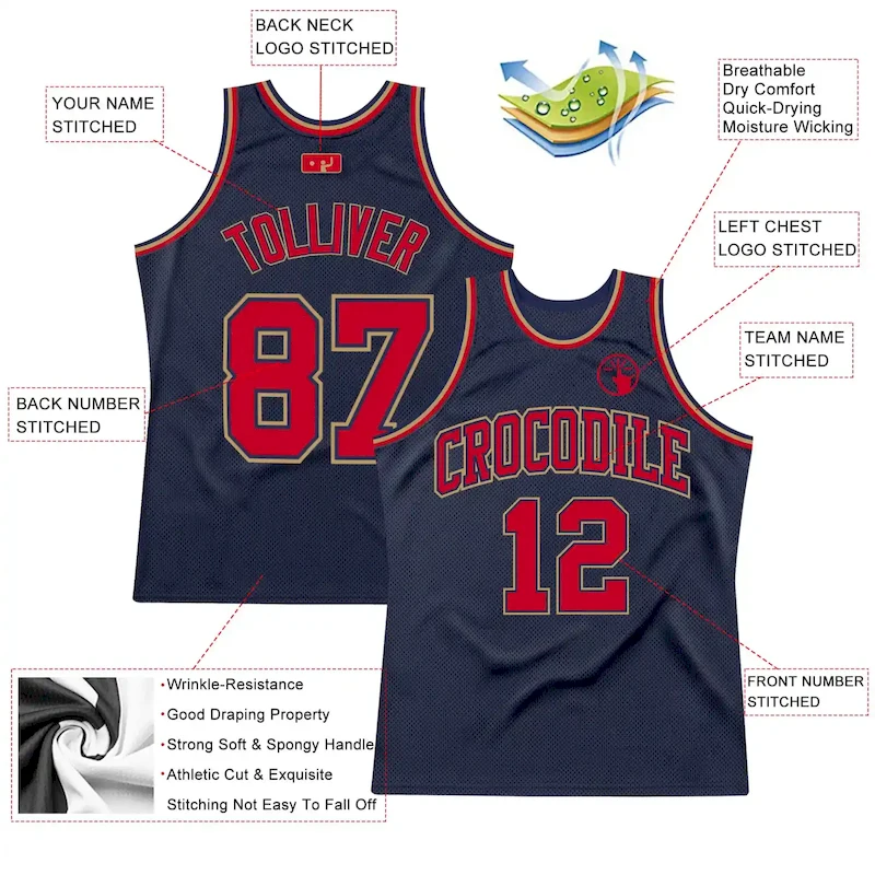 Navy0424-1.webp Custom Navy Red-Old Gold Authentic Throwback Basketball Jersey - Image 2