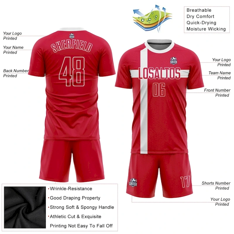 Soccer0354-2.webp Custom Red Red-White Sublimation Danish Flag Soccer Uniform Jersey - Image 3