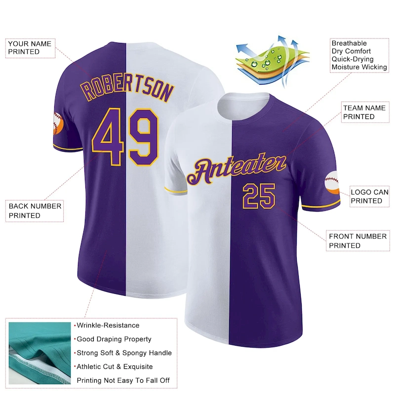 SplitF0841-1.webp Custom Purple White-Yellow Split Fashion Performance T-Shirt - Image 2
