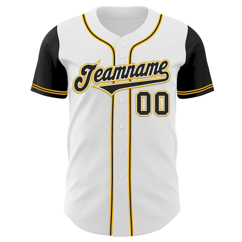 TwoTone0050-1.webp Custom White Black-Gold Authentic Two Tone Baseball Jersey - Image 2