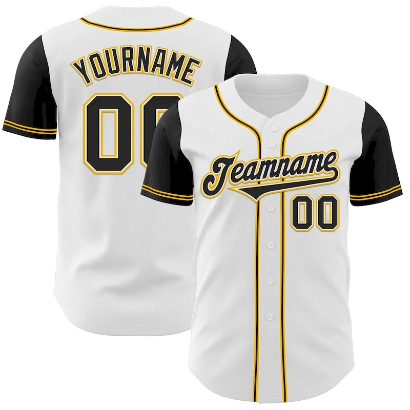 TwoTone0050.webp Custom White Black-Gold Authentic Two Tone Baseball Jersey - Image 1