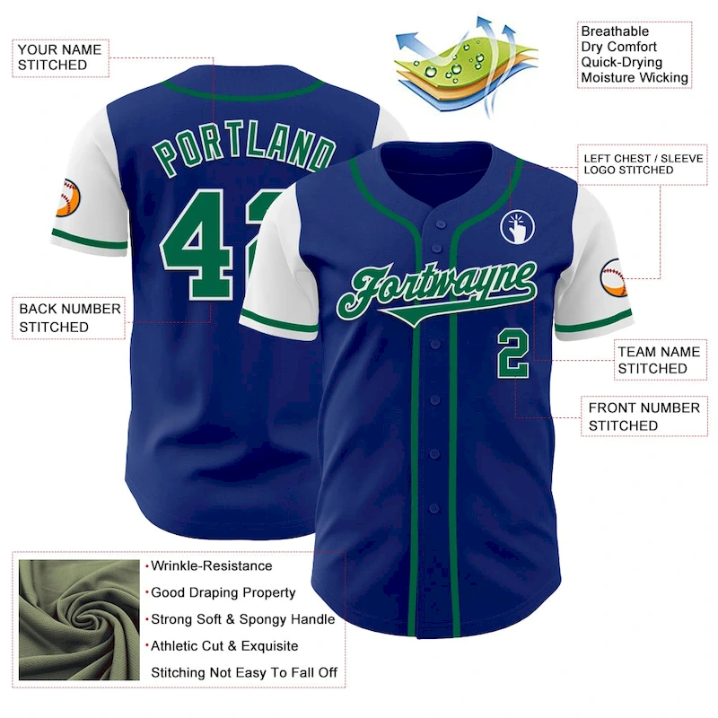 TwoTone0109-2.webp Custom Royal Kelly Green-White Authentic Two Tone Baseball Jersey - Image 3