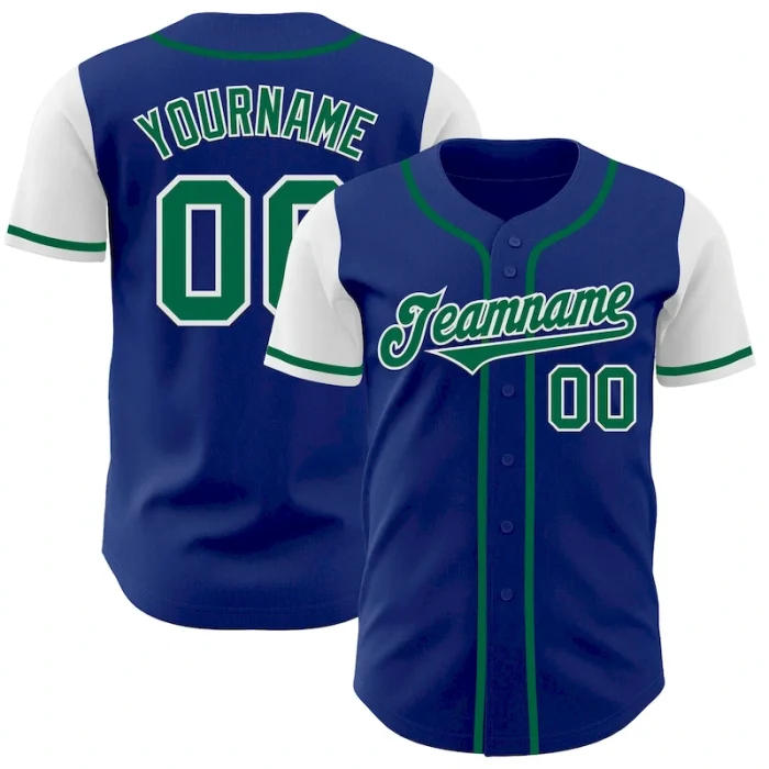 Custom Royal Kelly Green-White Authentic Two Tone Baseball Jersey - Image 1