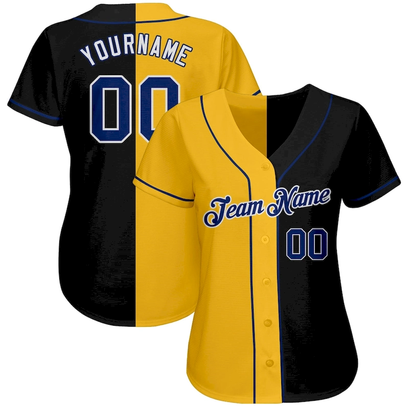 split_0022-1.webp Custom Black Royal-Yellow Authentic Split Fashion Baseball Jersey - Image 2
