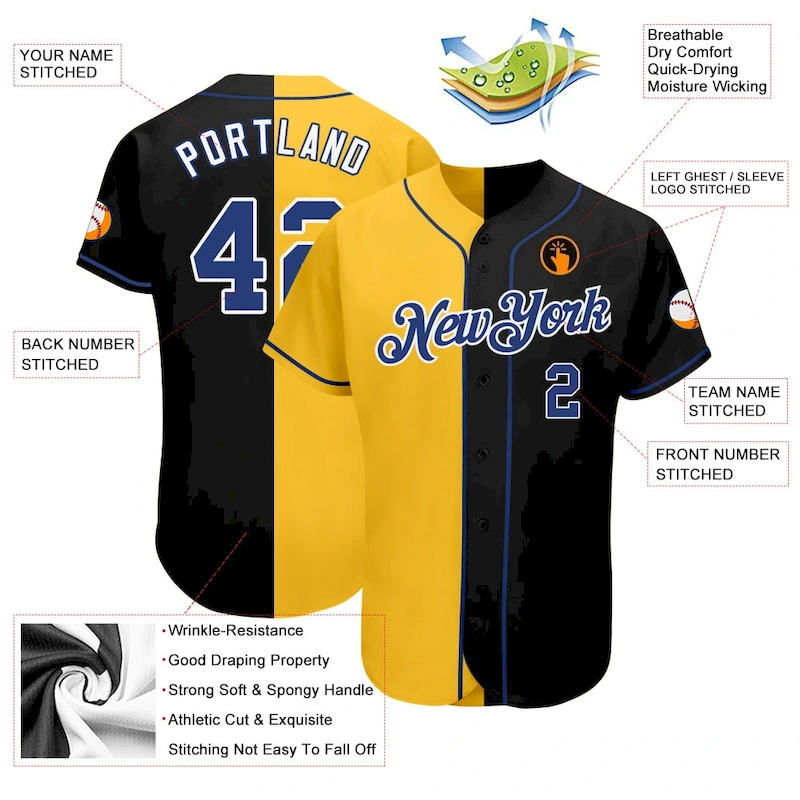 split_0022-2.webp Custom Black Royal-Yellow Authentic Split Fashion Baseball Jersey - Image 3